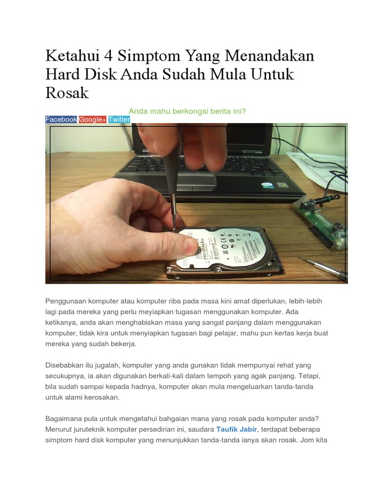 Ketahui 4 Simptom Yang Menandakan Hard Disk Anda Sudah Mula Untuk Rosak