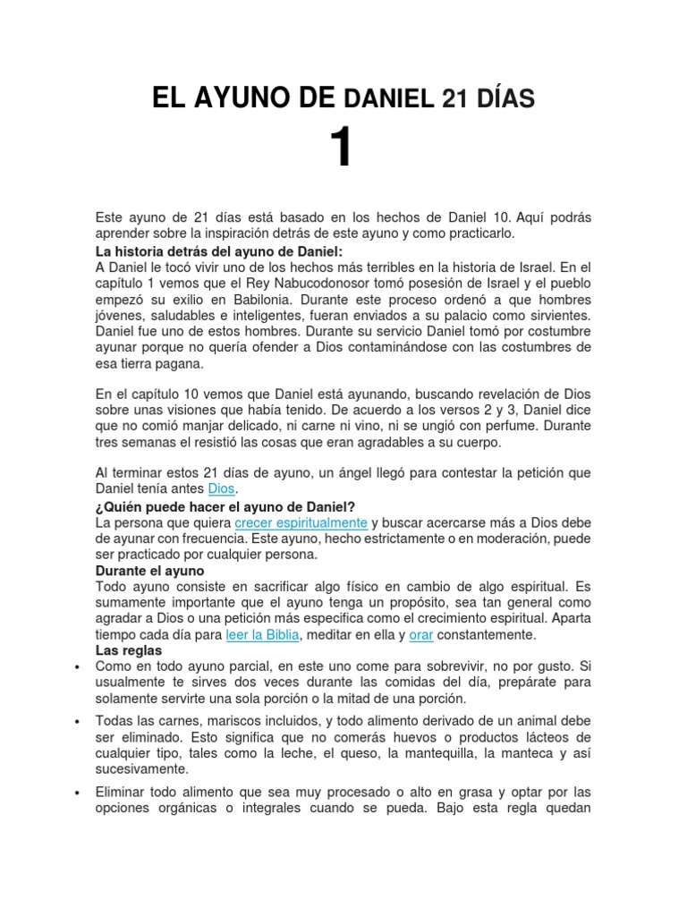 EL Ayuno de Daniel 21 Dias | PDF | Rápido | Daniel (figura bíblica)