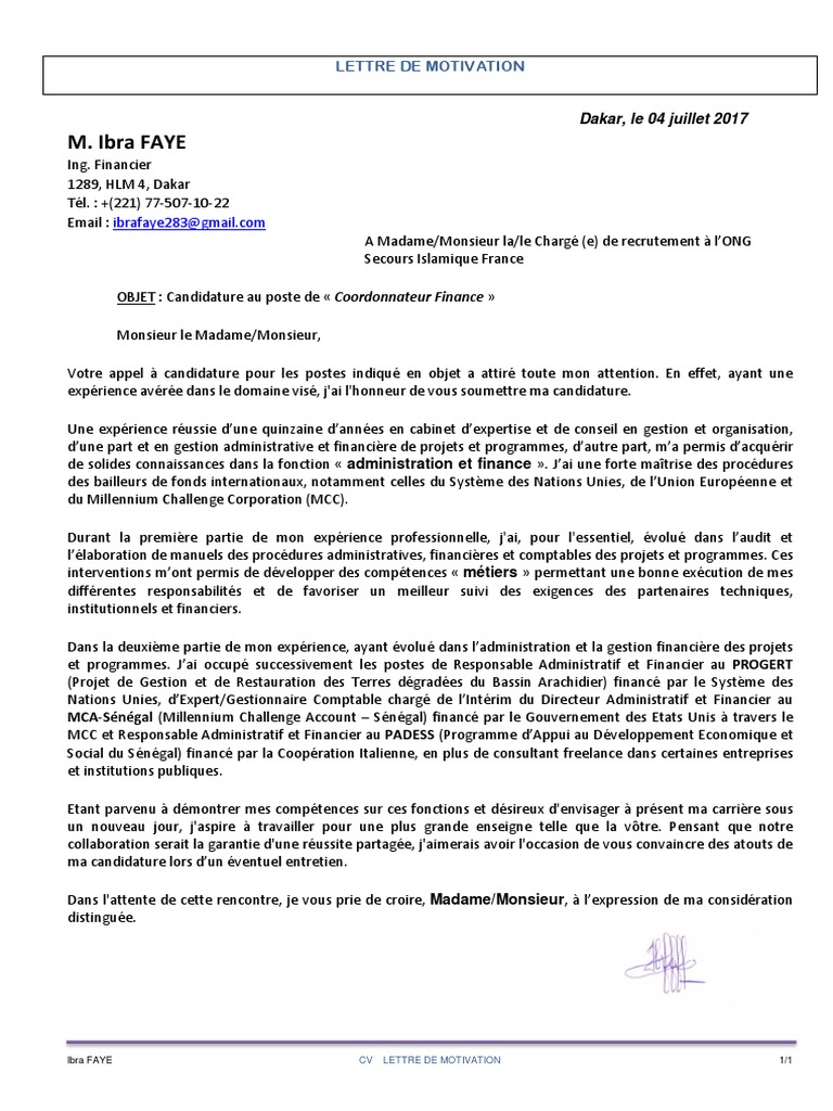 ibrafaye lettre de motivation consultant motivation