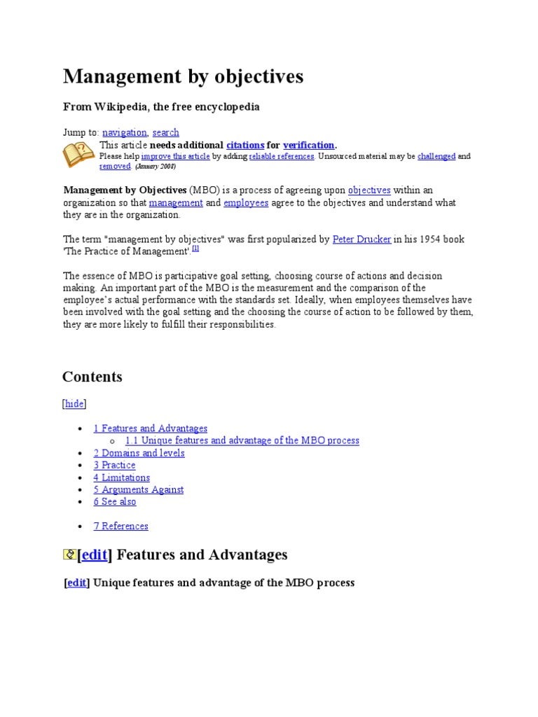 Management by Objectives Business Psychological Concepts