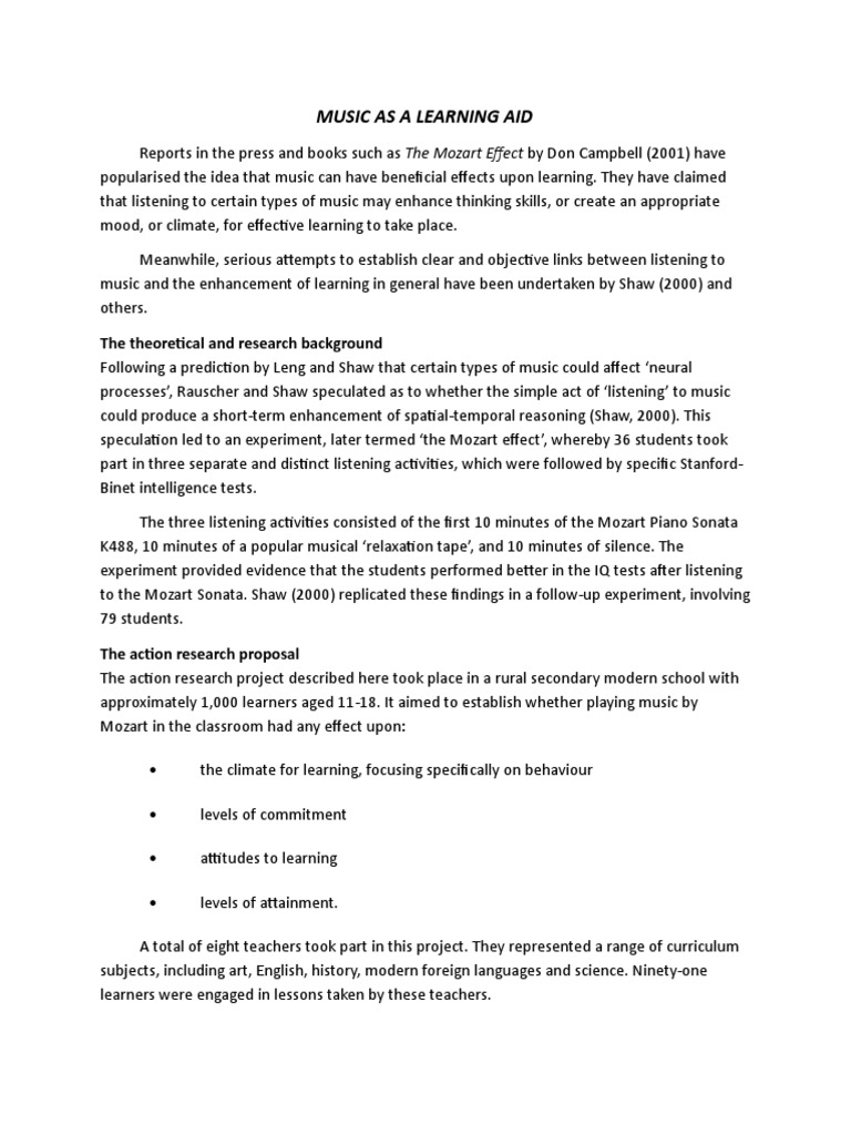 Learning and Teaching (Music As A Learning Aid) | PDF | Emergence ...