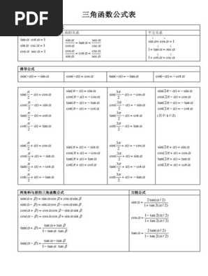 三角函数表 Pdf