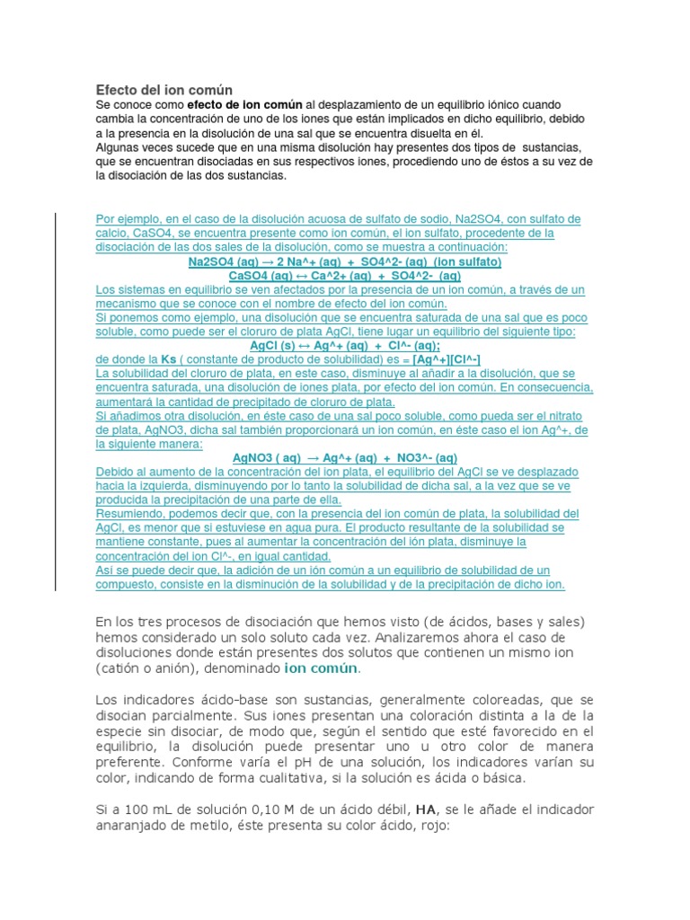 Efecto Del Ion Común Solubility Salt (Chemistry)