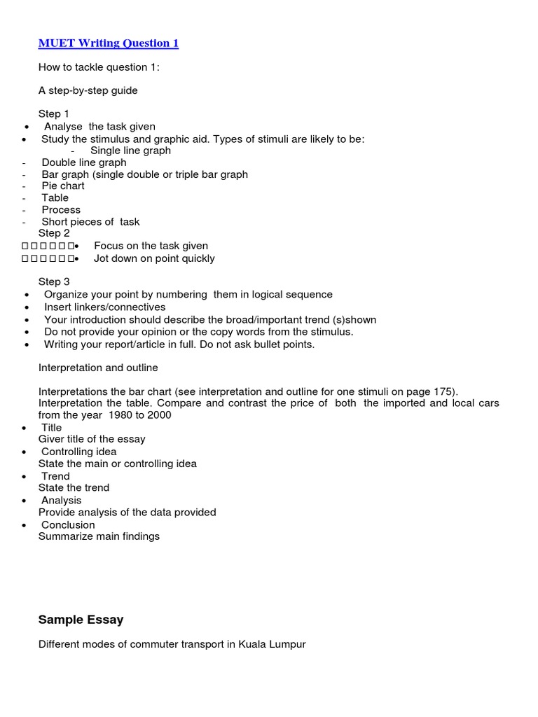 Muet Writing Question 1 Tips Pdf Economies Business