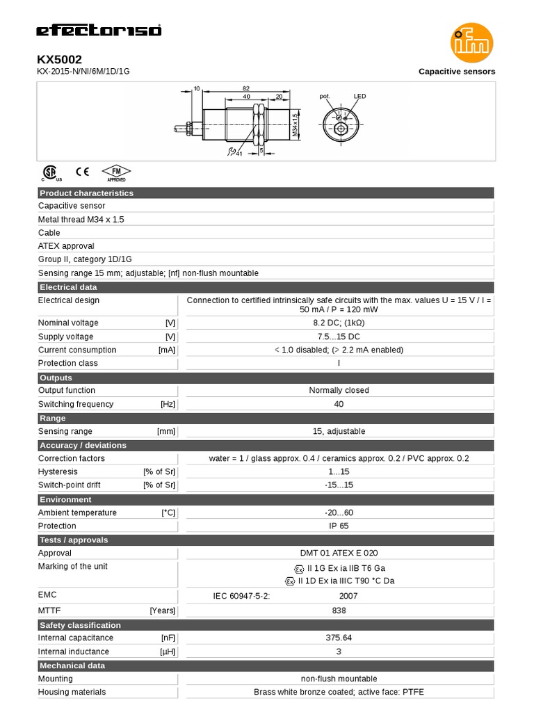 Product Characteristics: Capacitive Sensors | PDF | Capacitor | Sensor