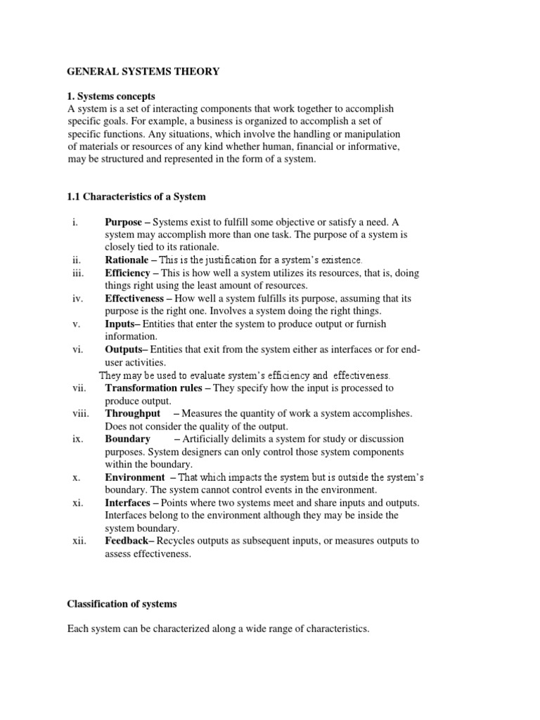 General Systems Theory | PDF | System | Control Theory