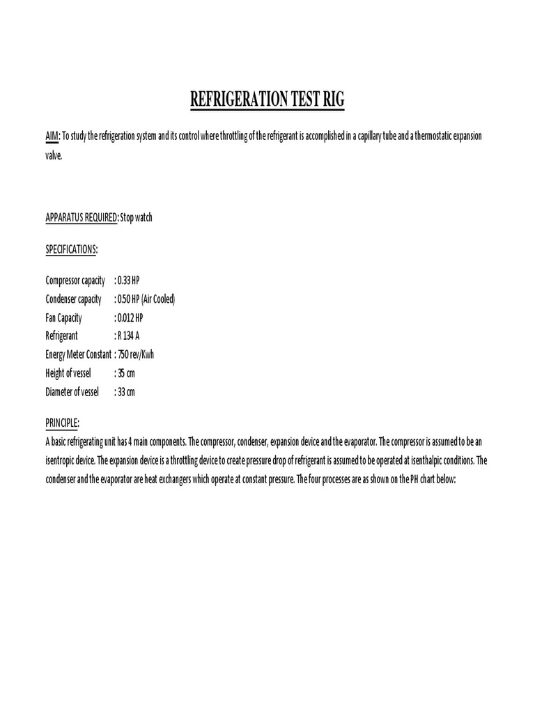 Refrigeration Test Rig | PDF | Refrigeration | Heating, Ventilating ...