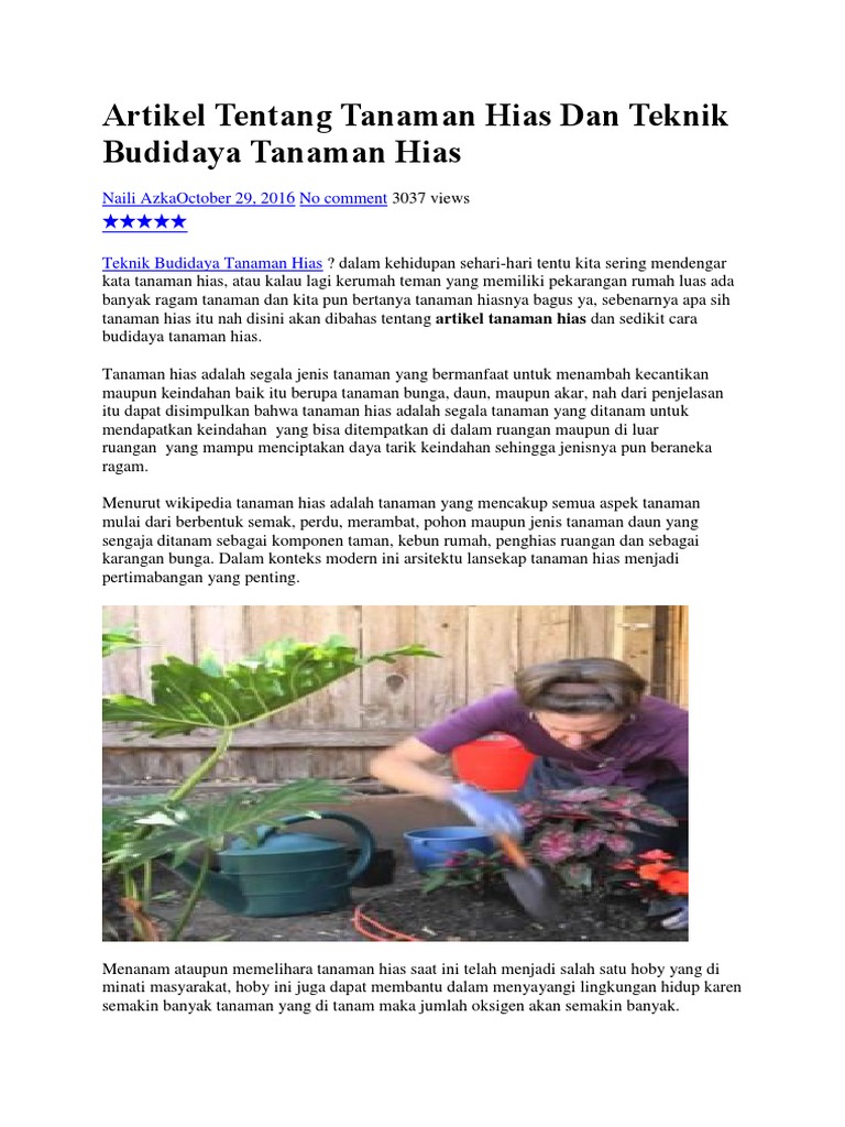 Artikel Tentang Tanaman Hias Dan Teknik Budidaya Tanaman Hias
