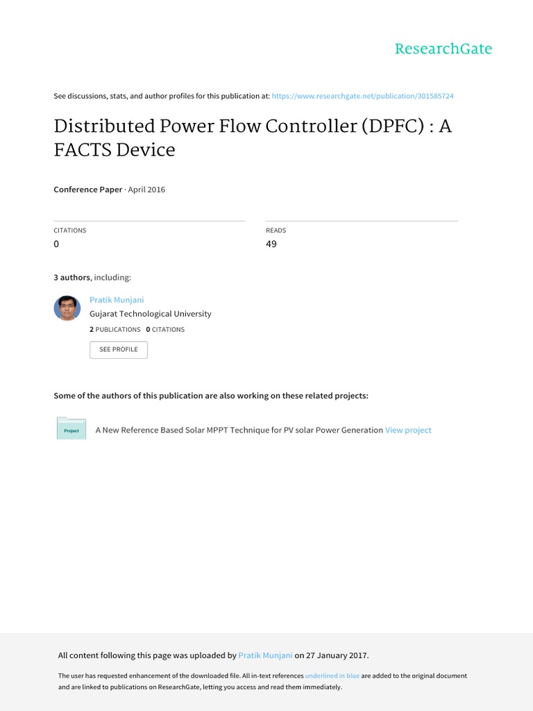 E116503 Distributed Power Flow Controller (DPFC) A FACTS Device PDF