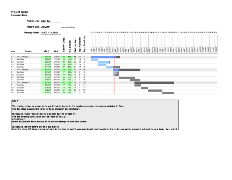 Gantt Chart Template MF PDF Project Management