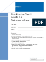 1st Practice Test 2 Levels 5-7 - With Calculator