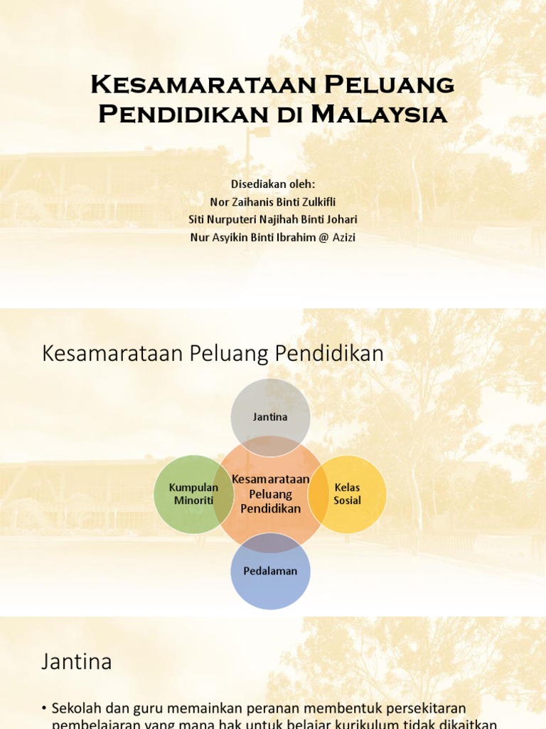 Kesamarataan Peluang Pendidikan Di Malaysia | PDF