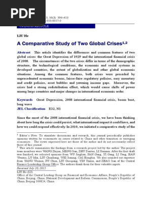 A Comparative Study of Two Global Crises