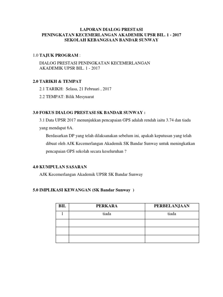 Laporan Dialog Prestasi Akademik Ruslina Bt Mohd Yunus Pdf