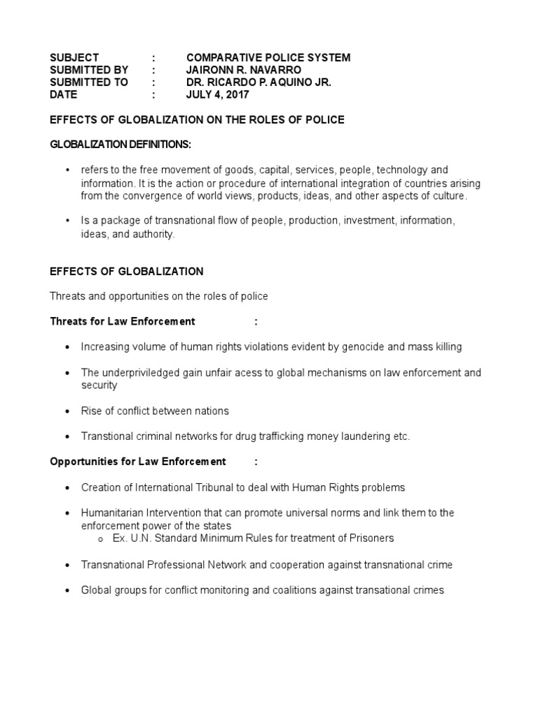 Lea 6 Comparative Police System Effects Of Globalization Download