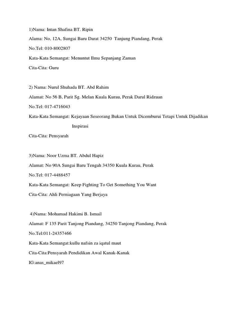 Senarai Nama Pelajar Form6 Pdf