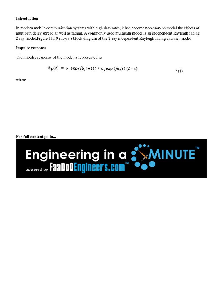 Rayleigh Fading Channel Model Overview | PDF