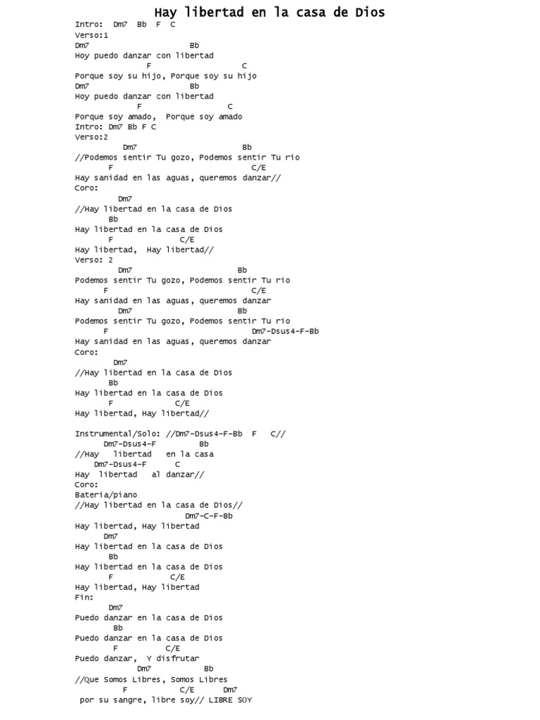 Fascinating Letra Hay Libertad En La Casa De Dios Images