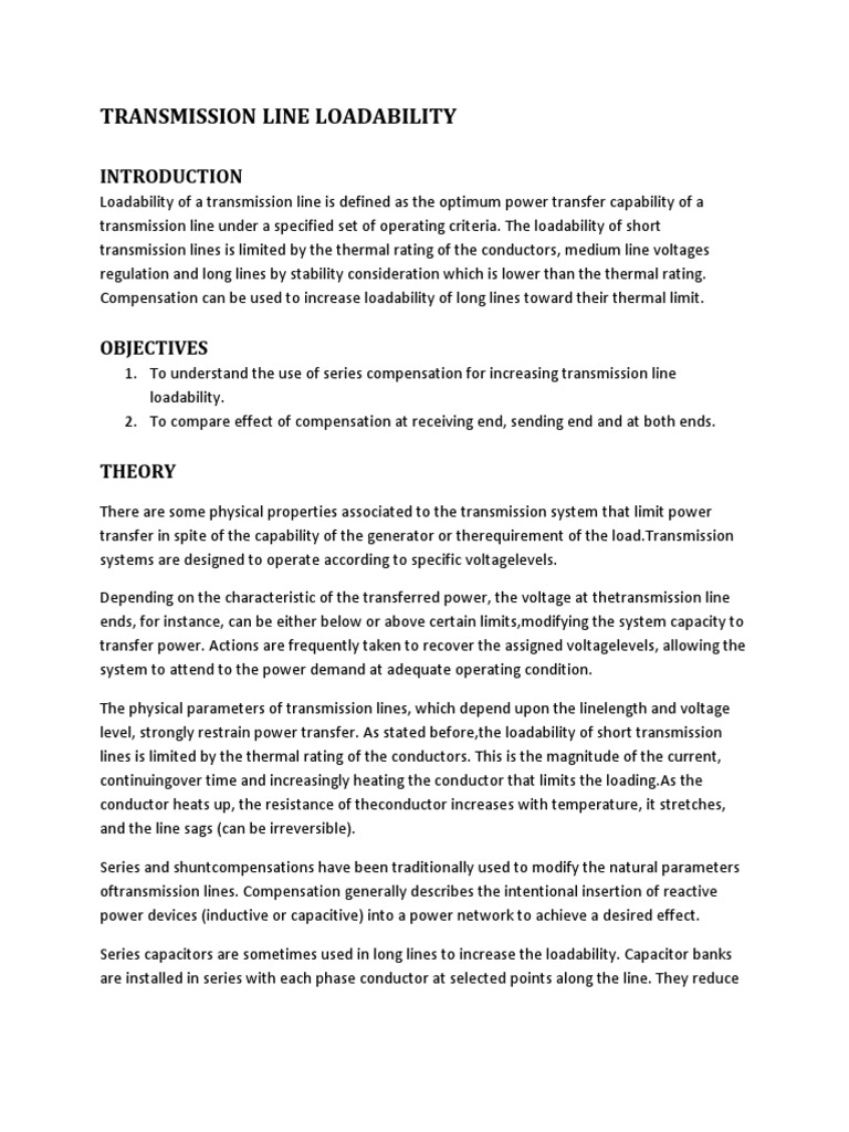 Transmission Line Loadability | PDF | Electric Power Transmission ...