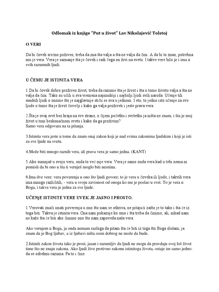 TolstojPut U Zivot PDF