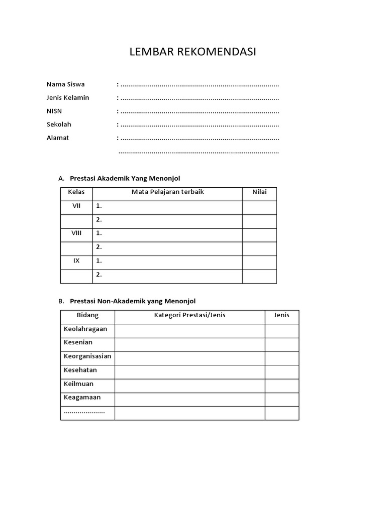 Lembar Rekomendasi | PDF