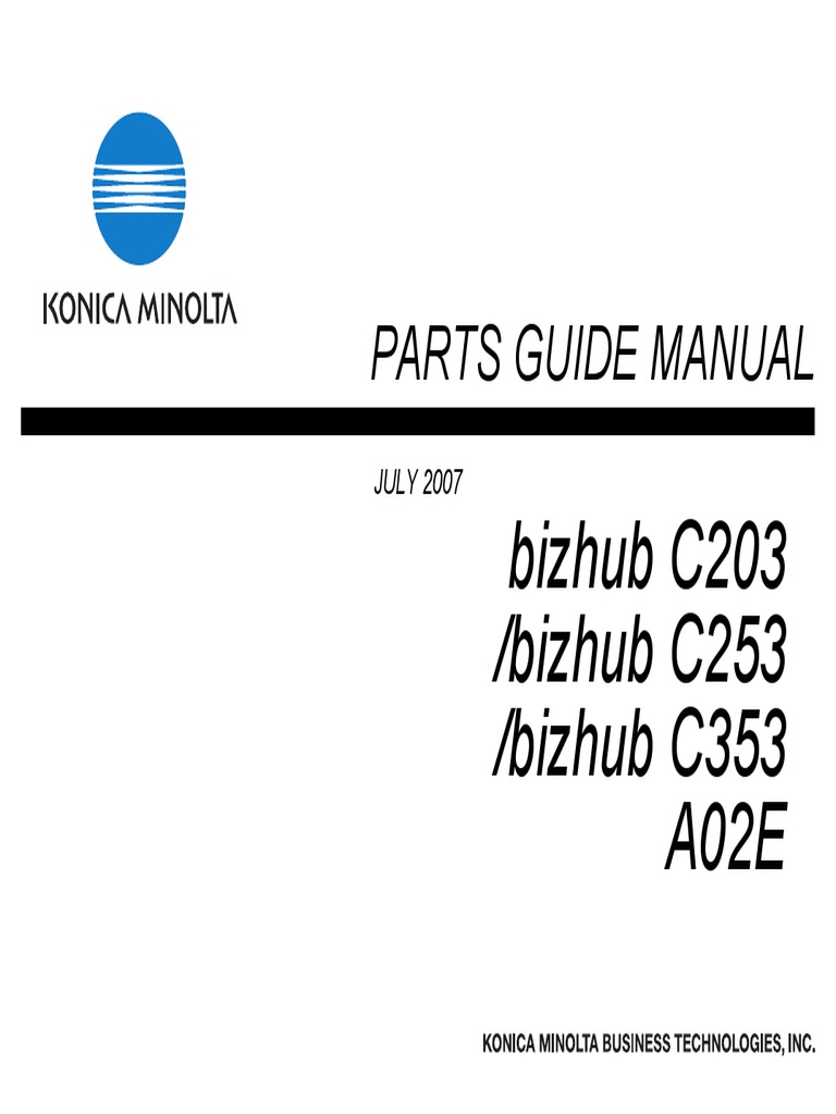 Konica Minolta Bizhub C203 C253 C353 Parts Manual.pdf | Manufactured Goods  | Mechanical Engineering