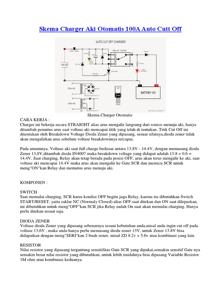 Skema Charger Aki Otomatis 100A Auto Cutt Off | PDF