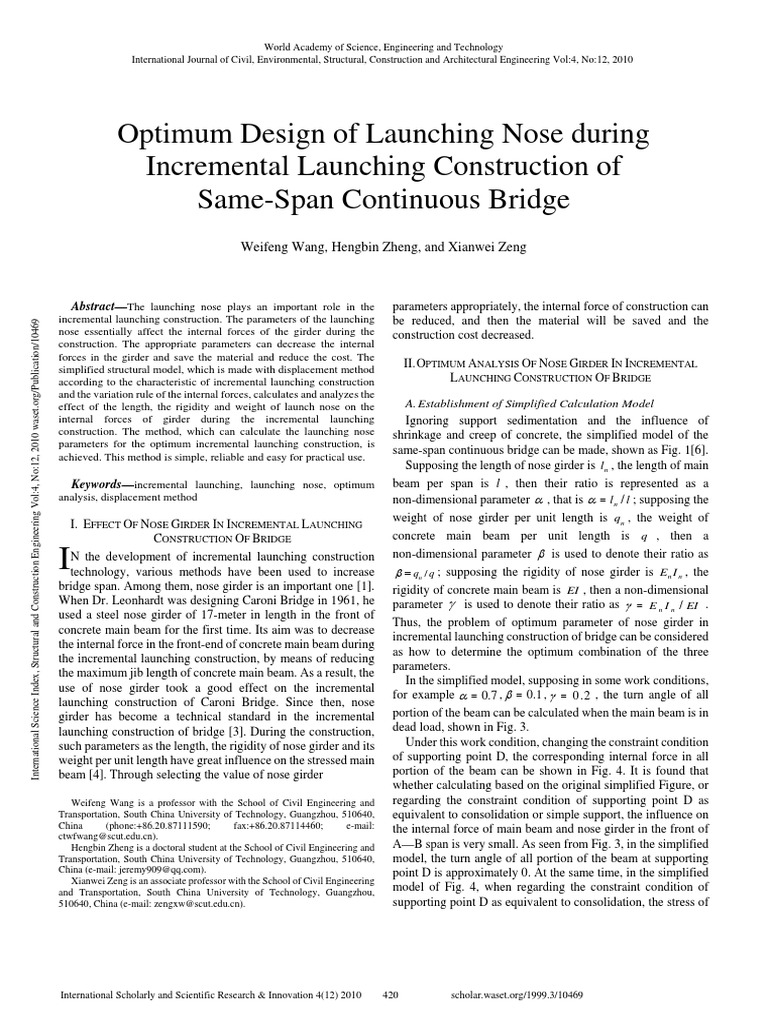 Optimum Design Of Launching Nose During Incremental Launching