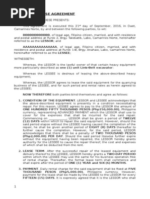 Equipment Lease Agreement
