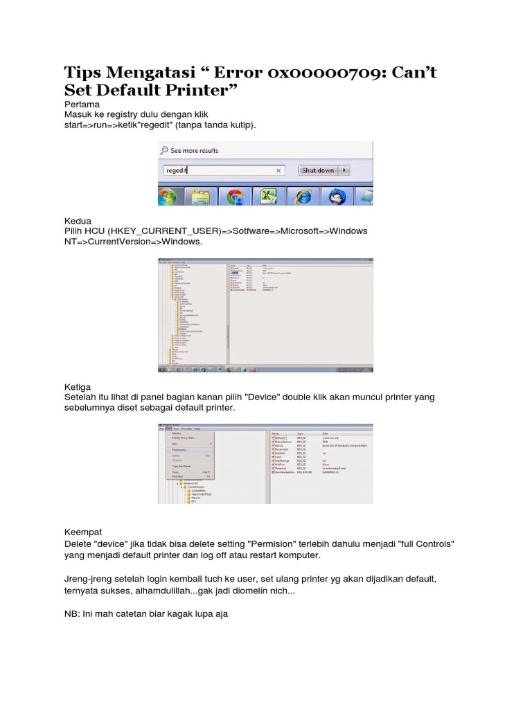 Tips Mengatasi Error 0x00000709 Printer | PDF