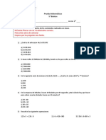 Prueba Matemáticas 5tos