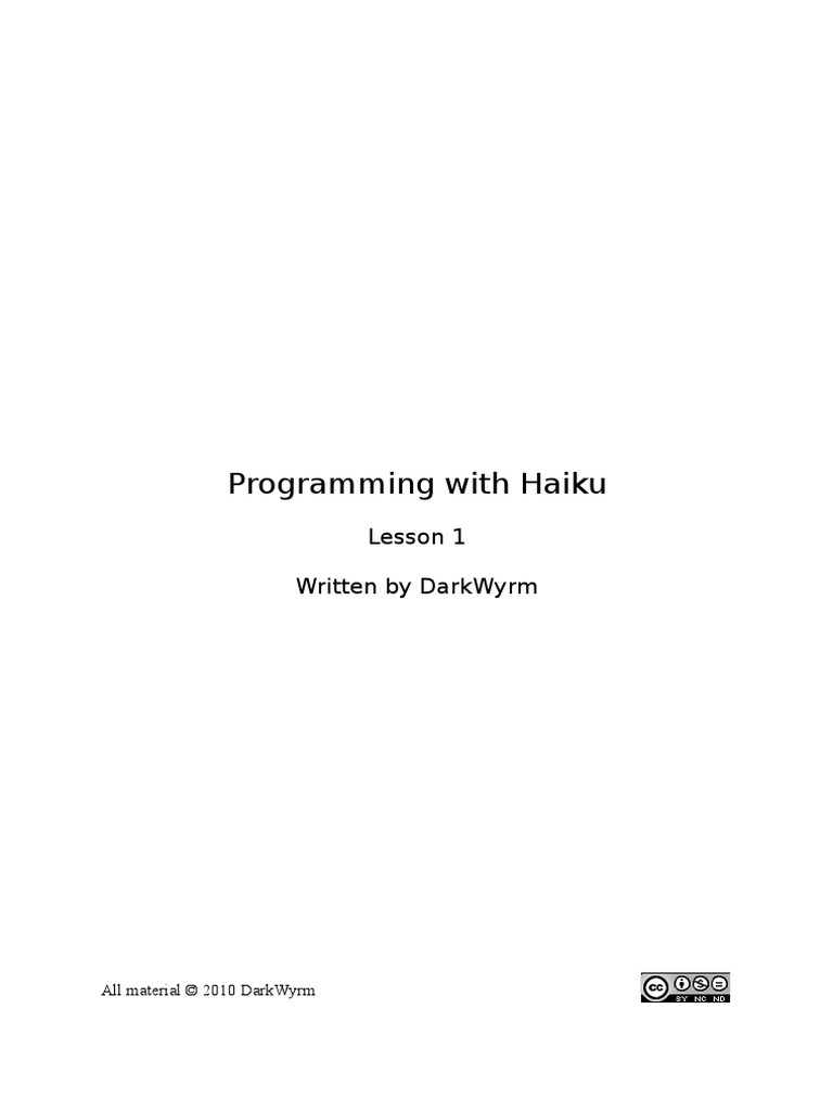 Programming With Haiku Lesson 1 | PDF | Array Data Structure | Data Type