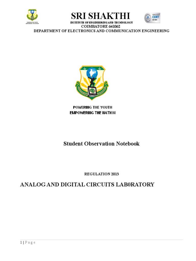 Analog and Digital Circuits Lab Guide | PDF | Amplifier | Electronic ...