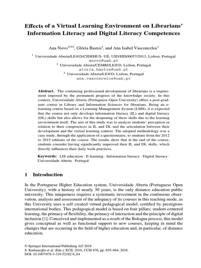 Effects of A Virtual Learning Environment On Librarians' Information ...