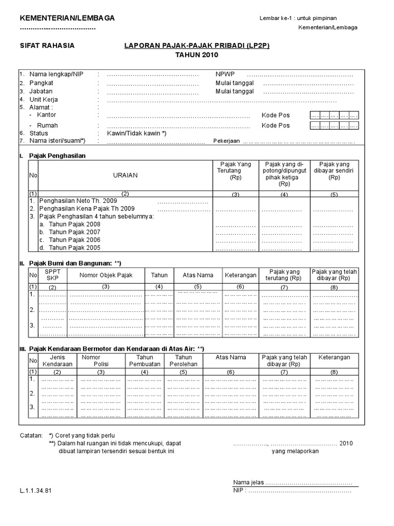 Formulir LP2P 2010 | PDF