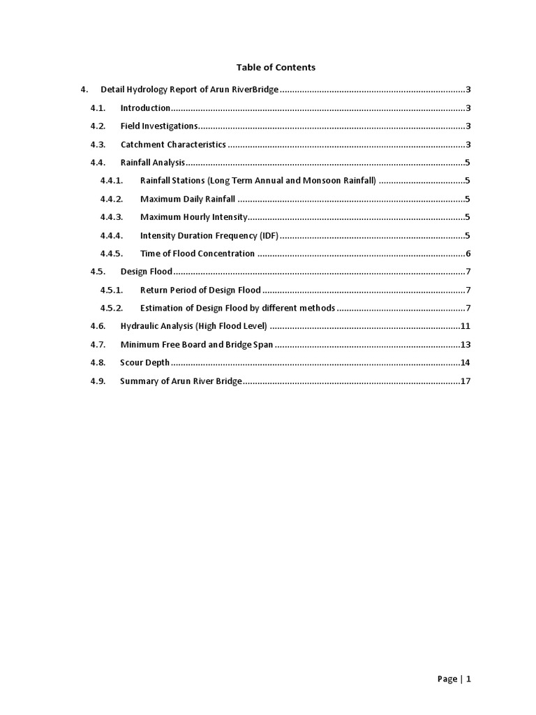 Arun River Bridge Hydrology Report | PDF | Flood | Drainage Basin