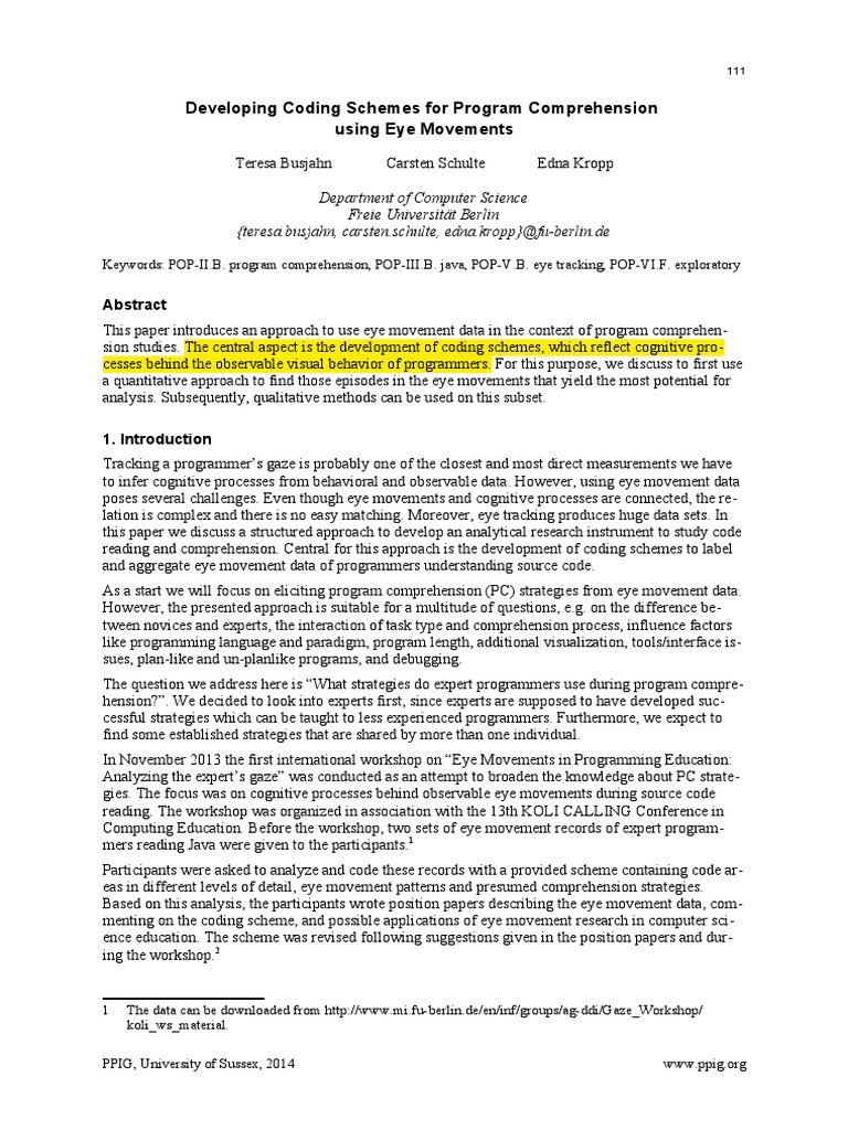 (2014) Developing Coding Schemes For Program Comprehension Using Eye ...
