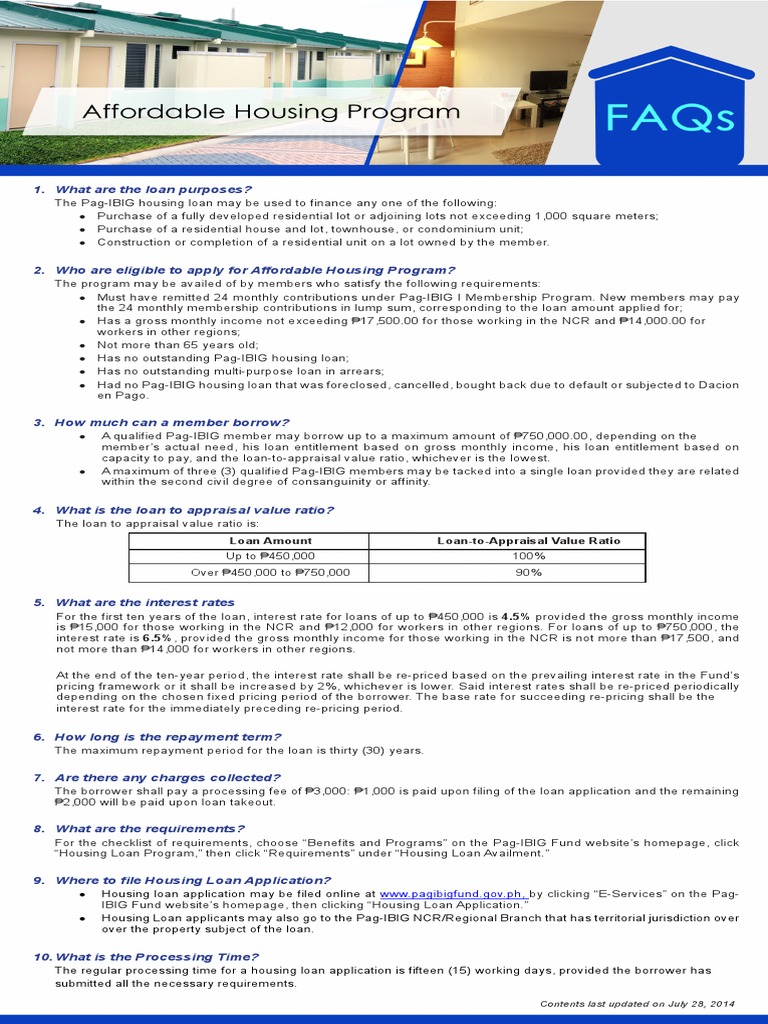 Affordable Housing FAQs 7-28-2014 PDF | PDF | Loans | Interest Rates