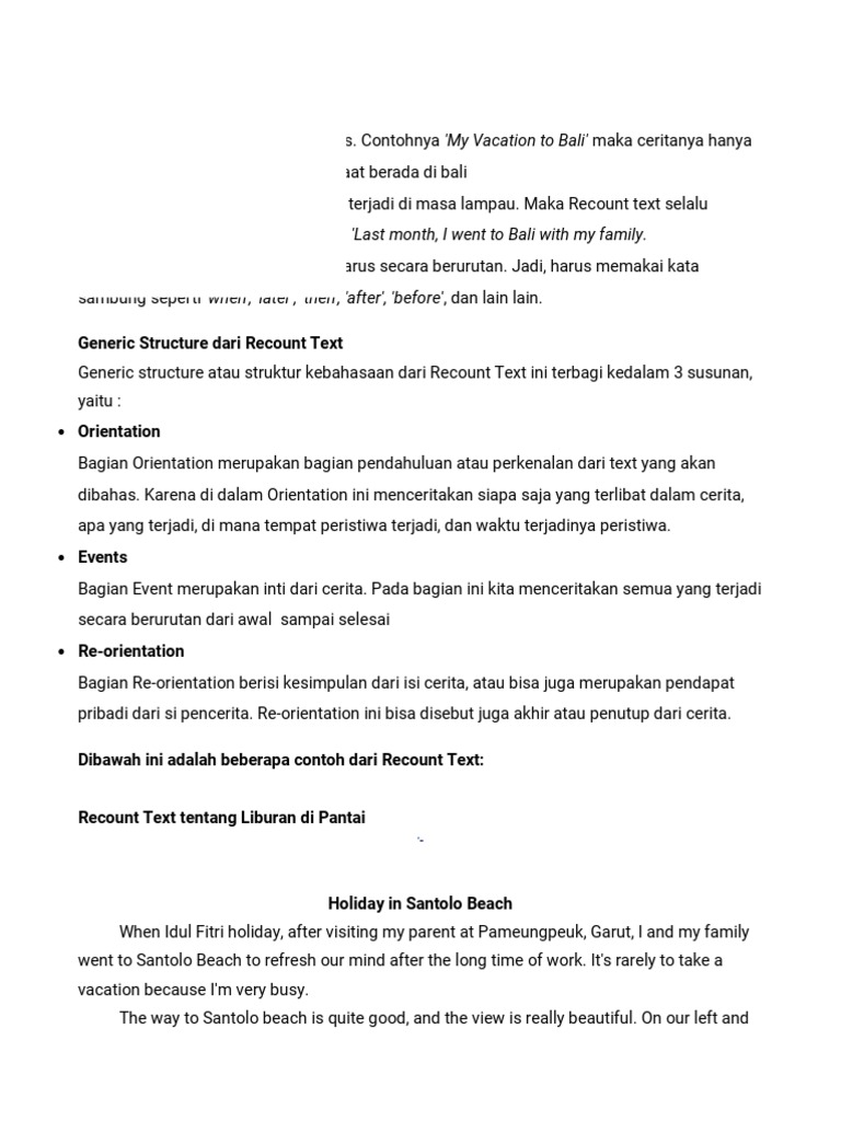 Recount Text Rekreasi Makanan