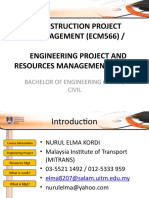 Construction Project Management (Ecm566) / Engineering Project and Resources Management (Ecm527)