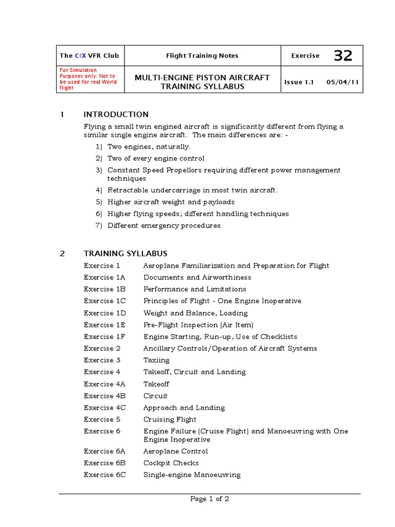 Multi-Engine Flight Simulation Guide | PDF | Turbine Engine Failure ...
