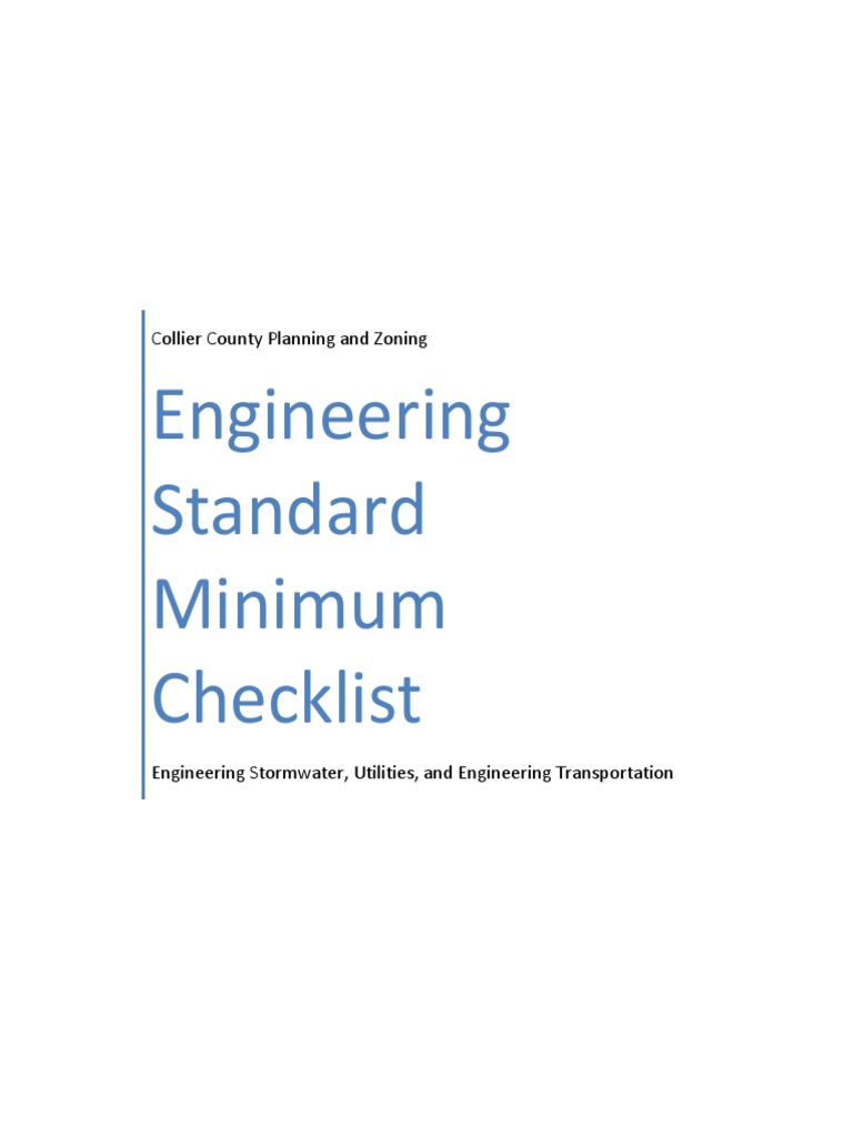 Collier County Engineering Checklist | PDF | Traffic | Specification ...