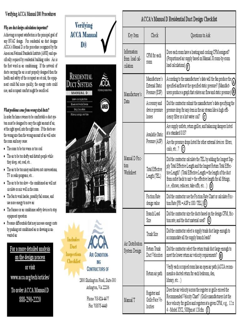 Design Checklist-5 Residential Duct Input Output | Download Free PDF ...