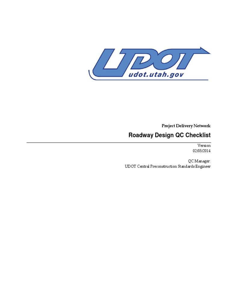 UDOT Roadway Design QC Checklist | PDF | Sidewalk | Transportation ...