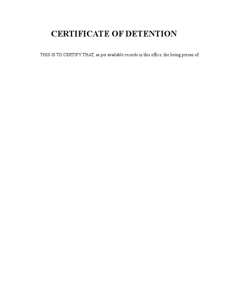 Certificate of Detention | PDF