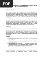 Conceptos Generales y Fundamentos Teóricos de La Evaluación Educativa