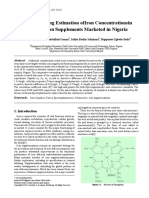 Color Matching Estimation Ofiron Concentrationsin Branded Iron Supplements Marketed in Nigeria