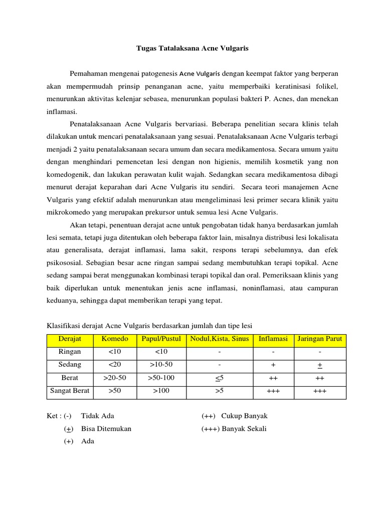 Tugas Tatalaksana Acne Vulgaris Pdf