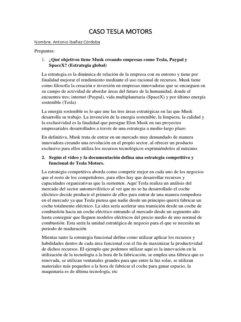 Estrategia Innovadora de Tesla Motors | PDF | Elon Musk | Sustentabilidad