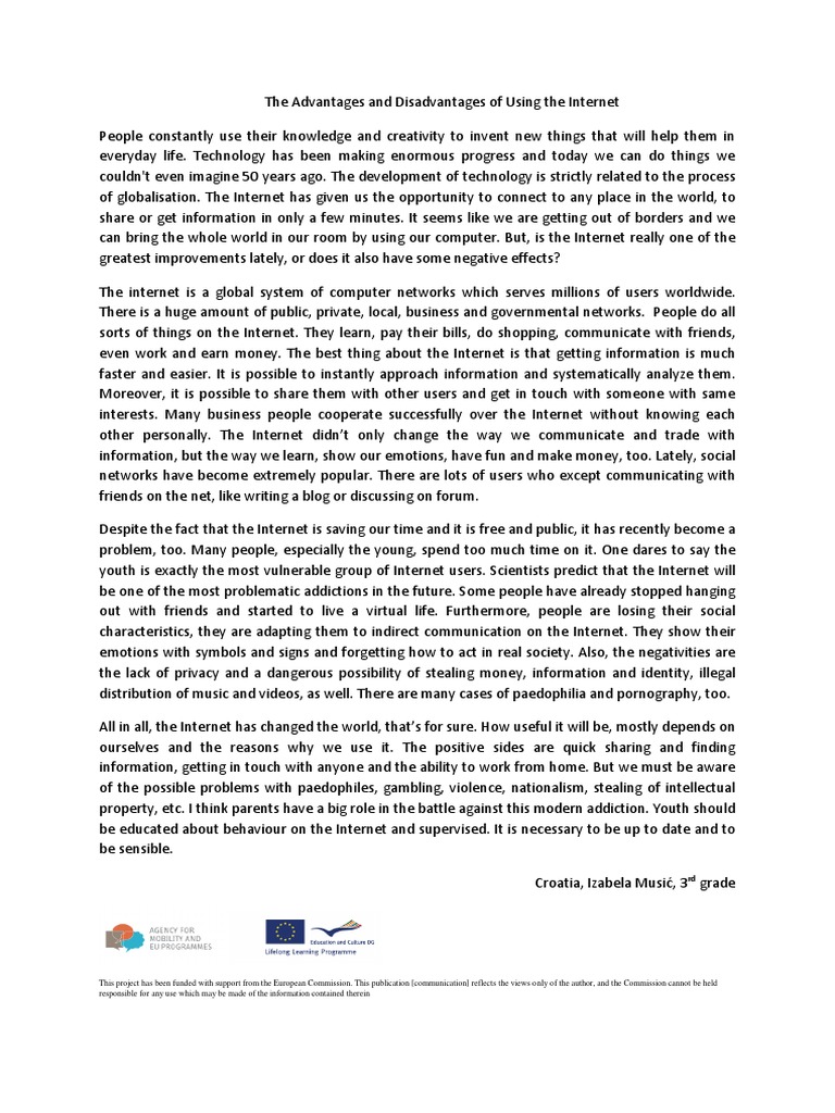 essay on use of internet
